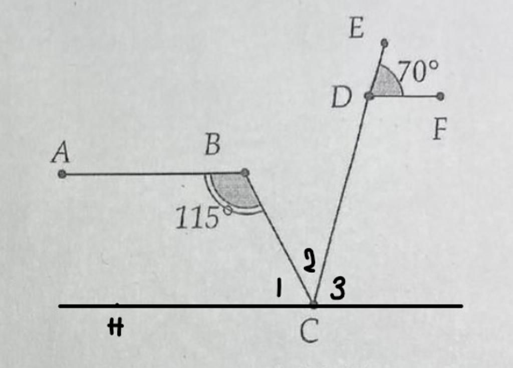 Given that line AB is parallel to line CF, | StudyX
