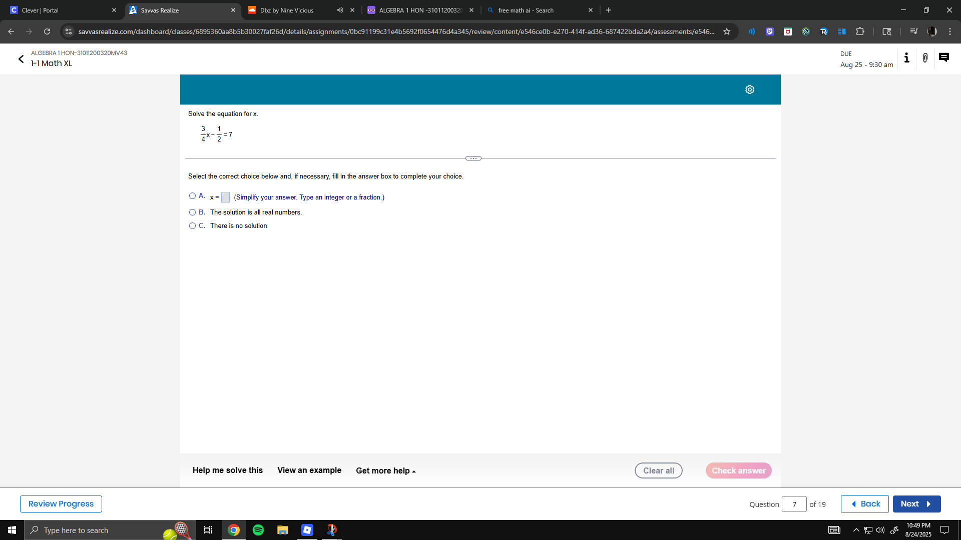 ALGEBRA 1 HON -31011200320MV43 DUE 1-1 Math | StudyX