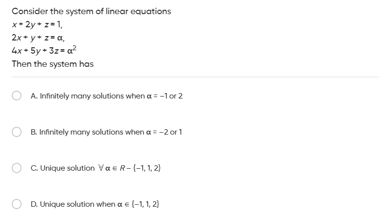 Consider the system of linear equations $x + | StudyX