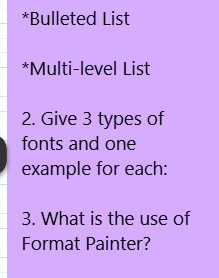 1. What is the difference between: *Numbered | StudyX