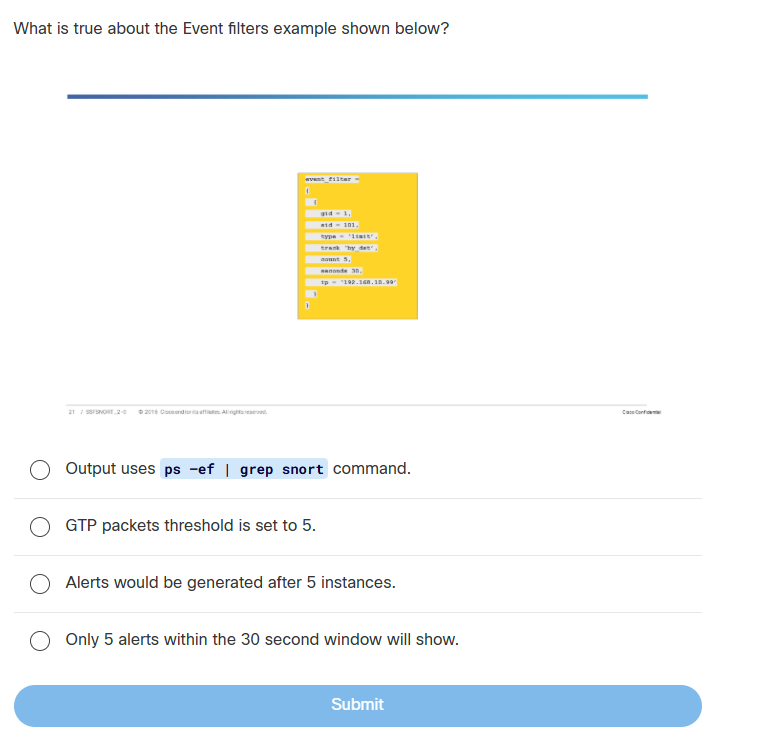 Event Filer Example What is true about the Event filters example