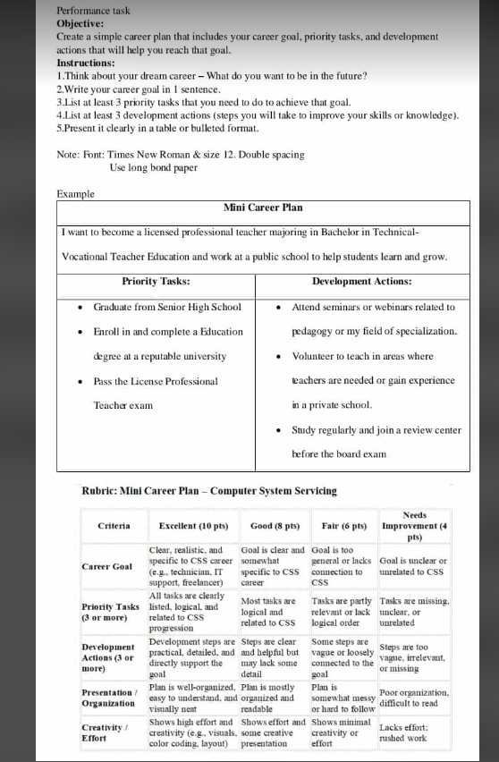 Performance task Objective: Create a simple | StudyX