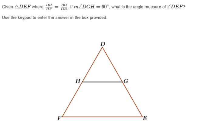 Angel Def Given $ DEF$ where $ {DH}{HF} = {DG}{GE}$. | StudyX