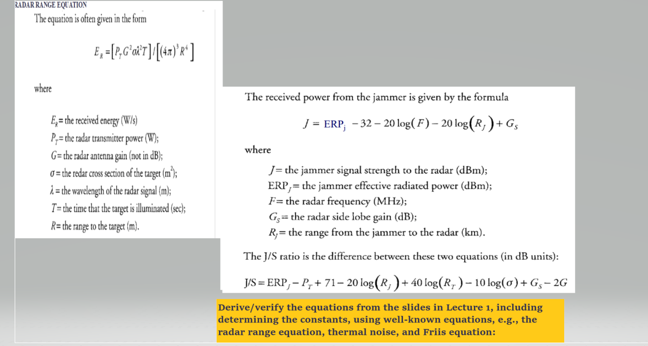 RADAR RANGE EQUATION The equation is often | StudyX
