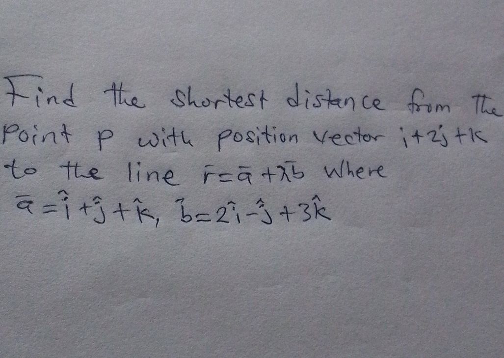 Find the shortest distance from the point P