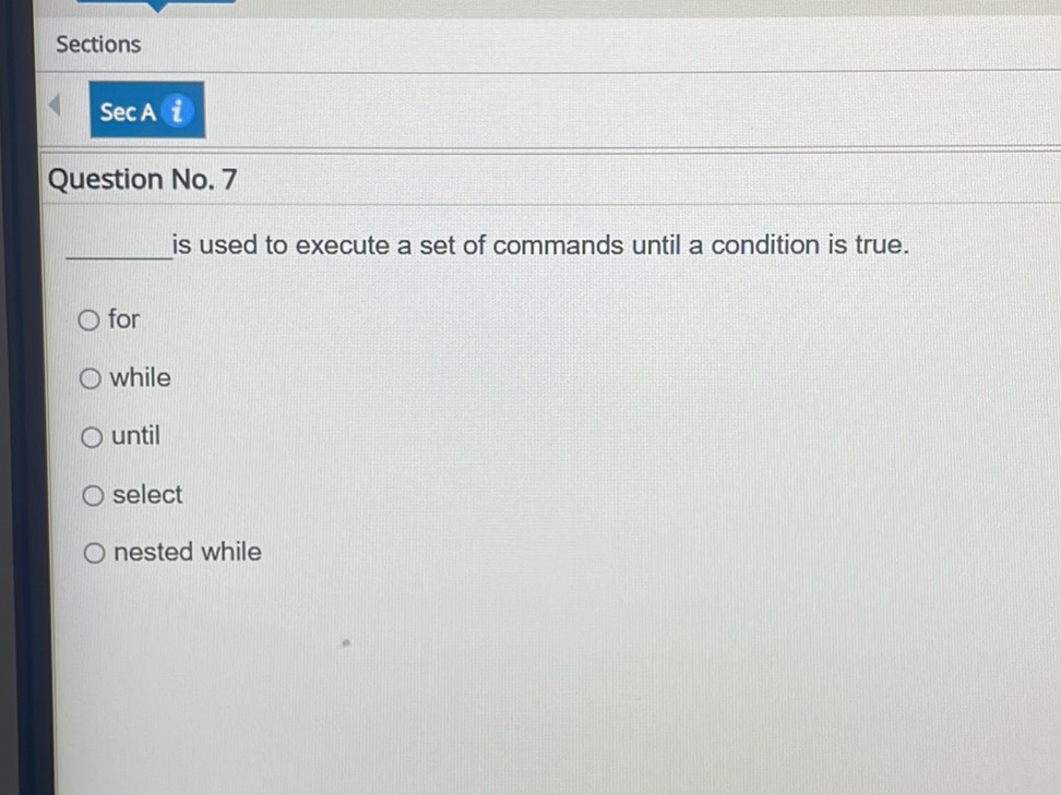 is used to execute a set of commands until a