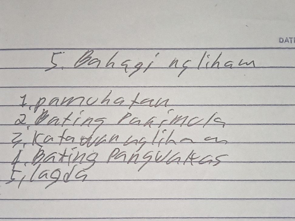 5. Bahagi ng liham 1. pamuhatan 2. Bating | StudyX