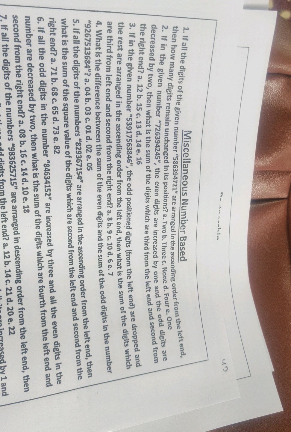 Miscellaneous Number Based given number | StudyX