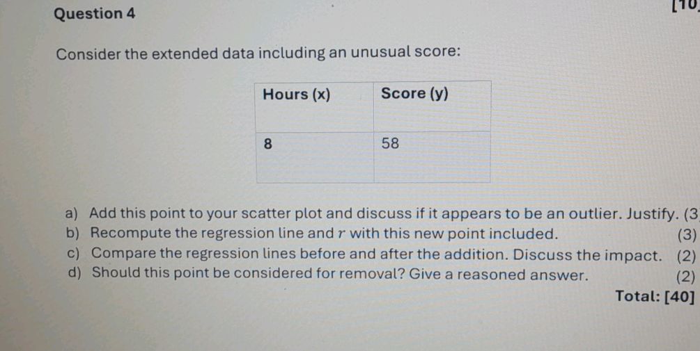 Question 4 Consider the extended data