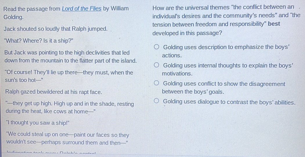 How are the universal themes "the conflict