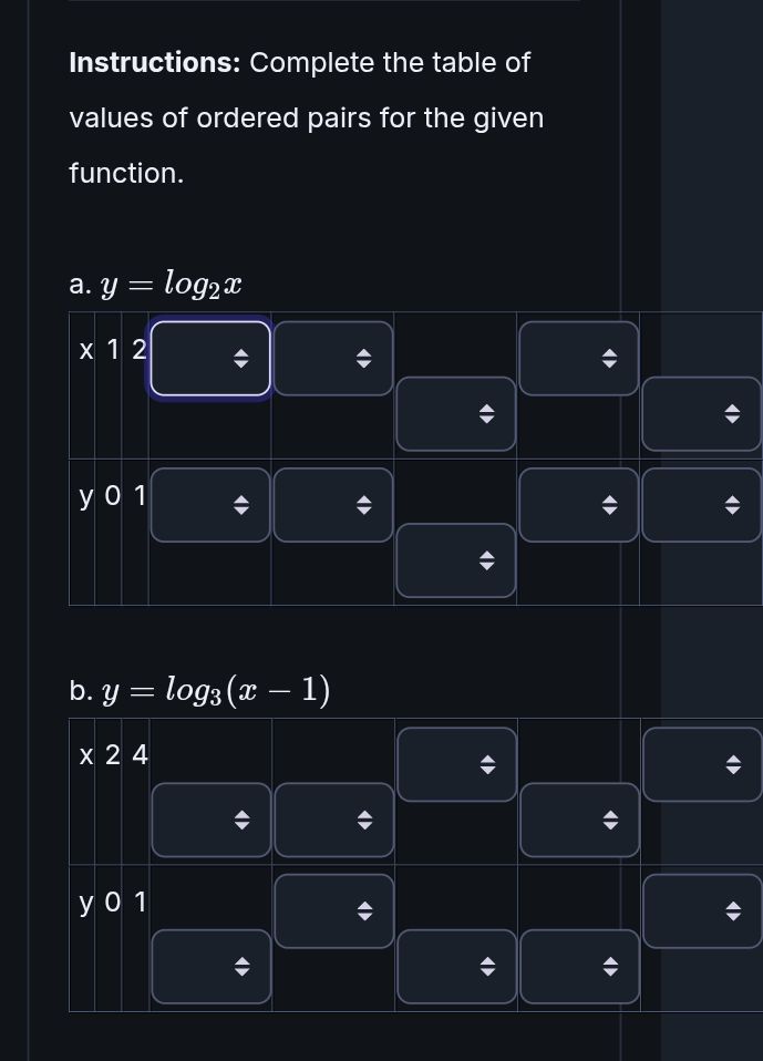 Instructions: Complete the table of values | StudyX