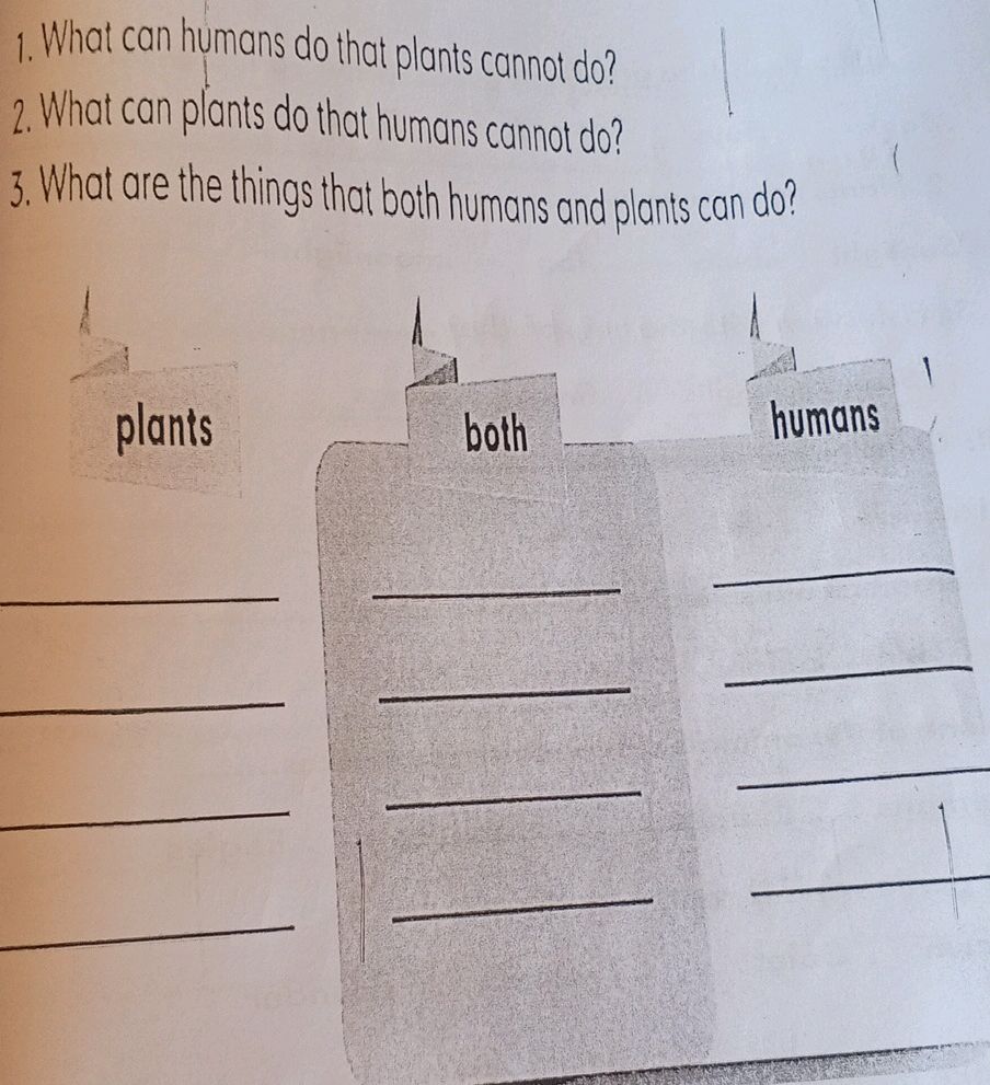 What can humans do that plants cannot do? 2.