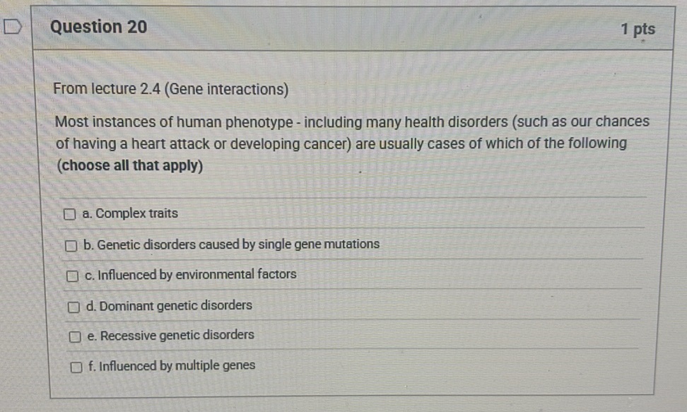 Question 20 1 pts From lecture 2.4 (Gene | StudyX
