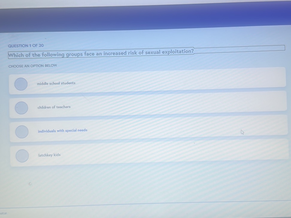 QUESTION 1 OF 20 Which of the following | StudyX