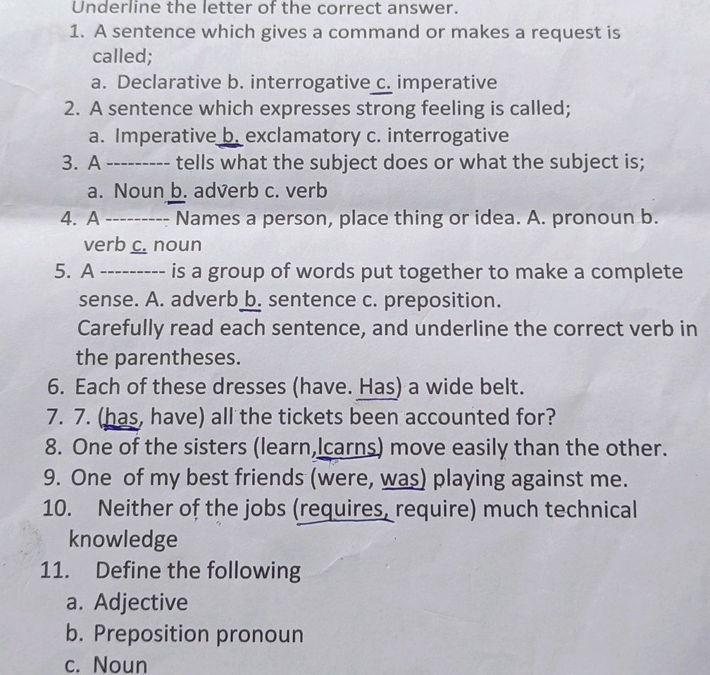 Underline Answer Underline the letter of the correct answer. | StudyX