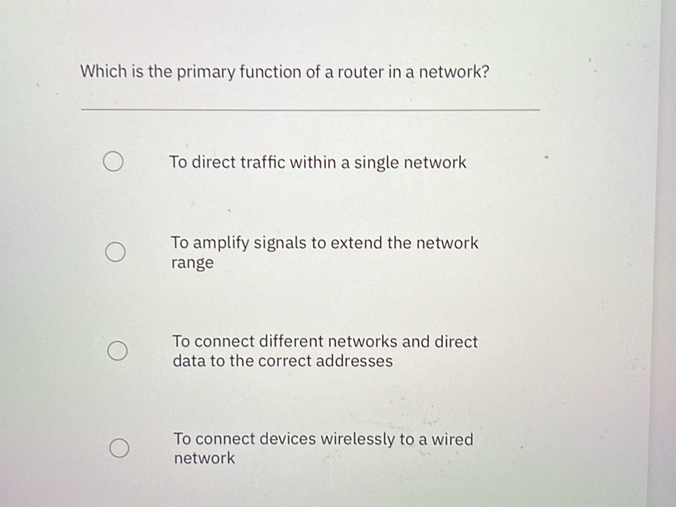 Primary Router Which is the primary function of a router in