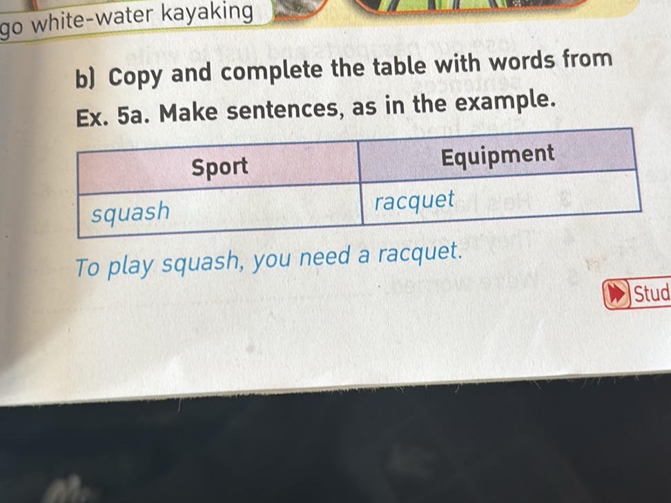 b) Copy and complete the table with words | StudyX