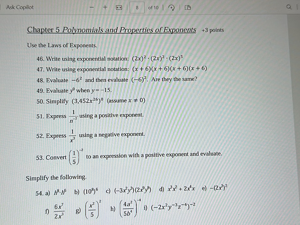 46. Write using exponential notation: | StudyX