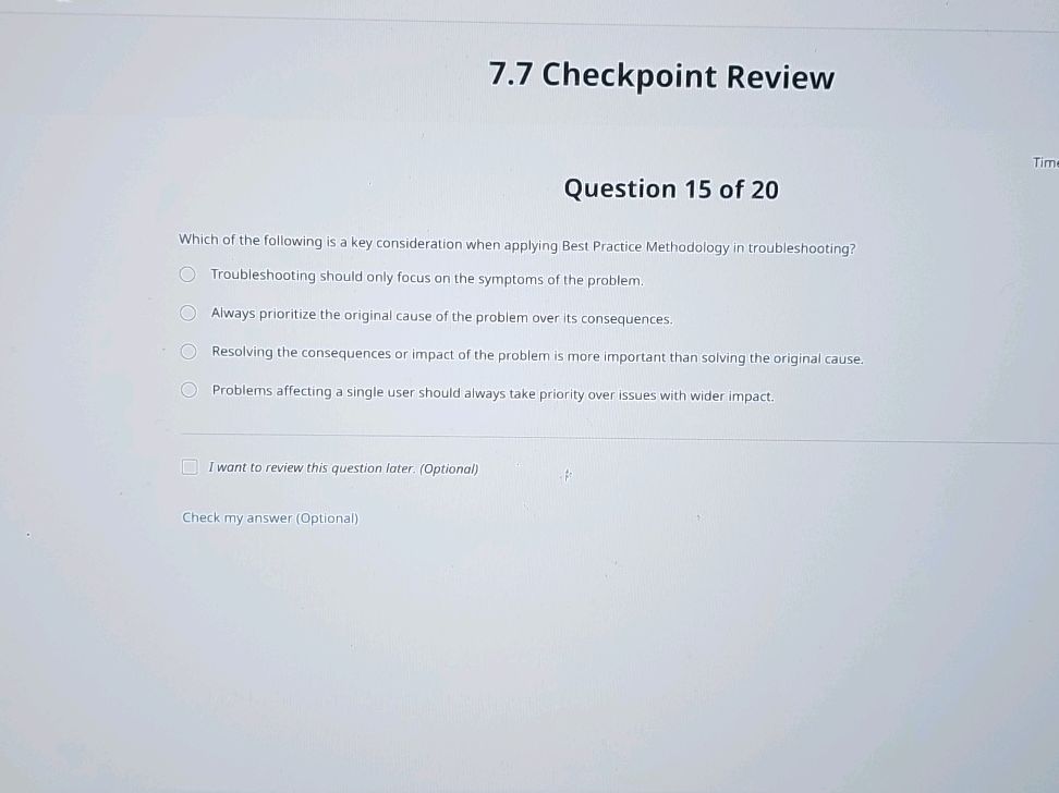 7.7 Checkpoint Review Time Question 15 of 20