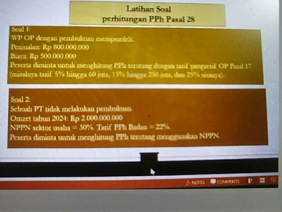Latihan Soal perhitungan PPh Pasal 28 Soal | StudyX