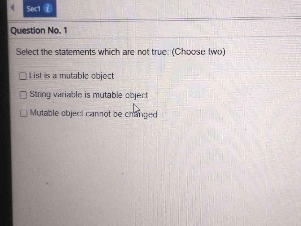 Sect $i$ Question No. 1 Select the | StudyX