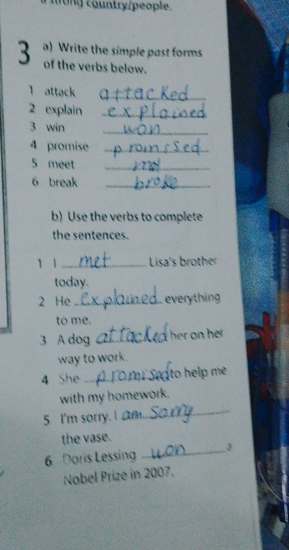 3 a) Write the simple past forms of the | StudyX