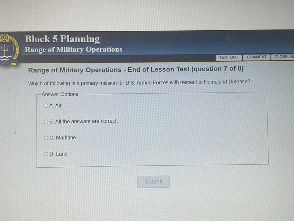 Block 5 Planning Range of Military