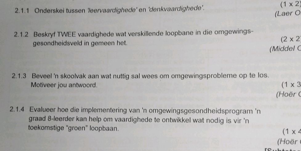 2.1.1 Onderskei tussen 'leervaardighede' en