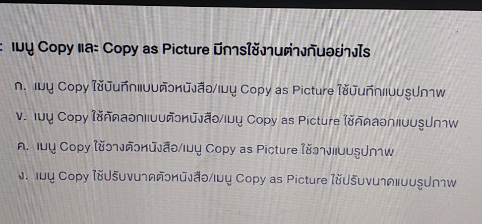 เมนู Copy และ Copy as Picture