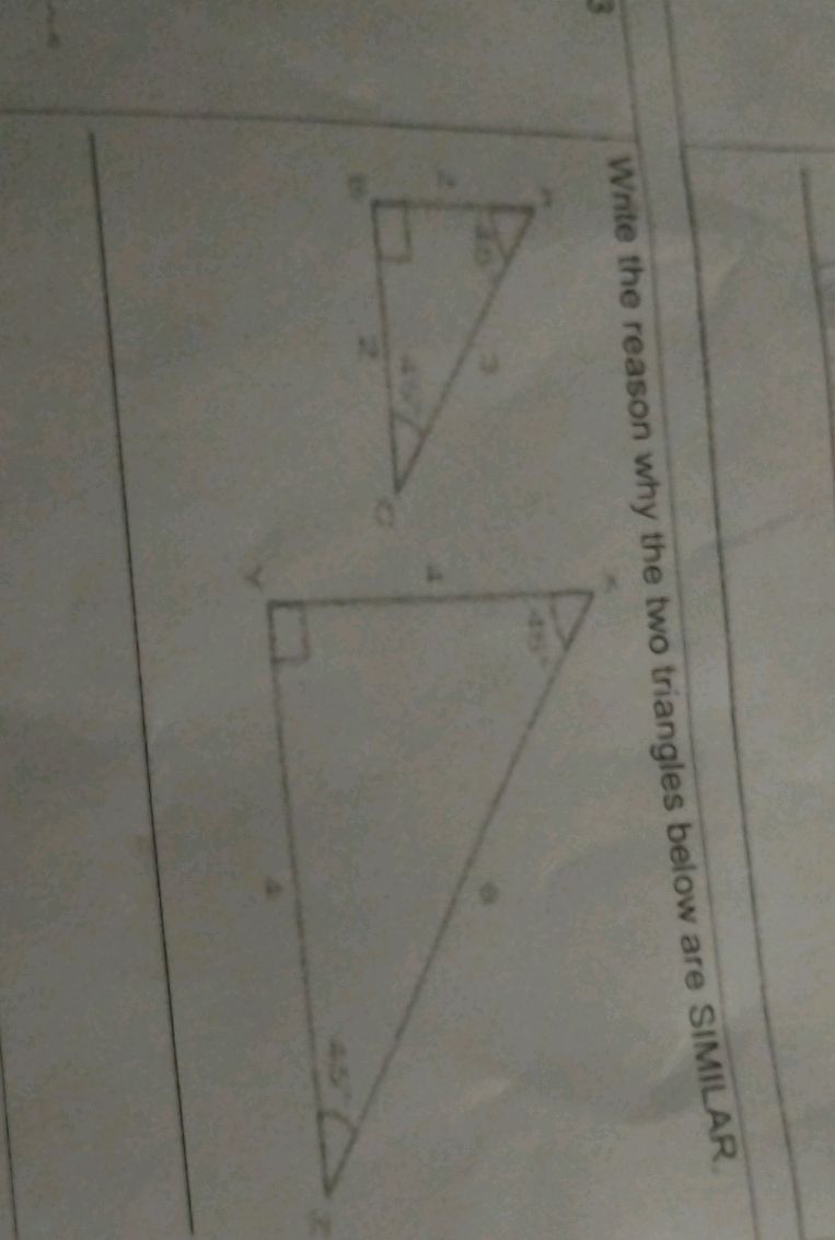 Write the reason why the two triangles below | StudyX
