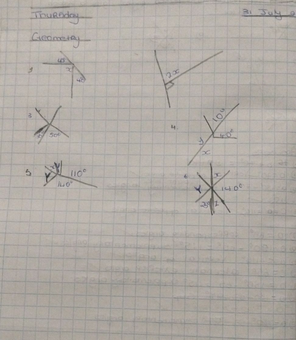 Diagram with angles 45, x, and 48 degrees.