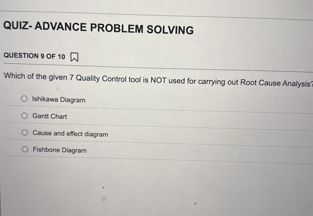QUIZ- ADVANCE PROBLEM SOLVING QUESTION 9 OF | StudyX