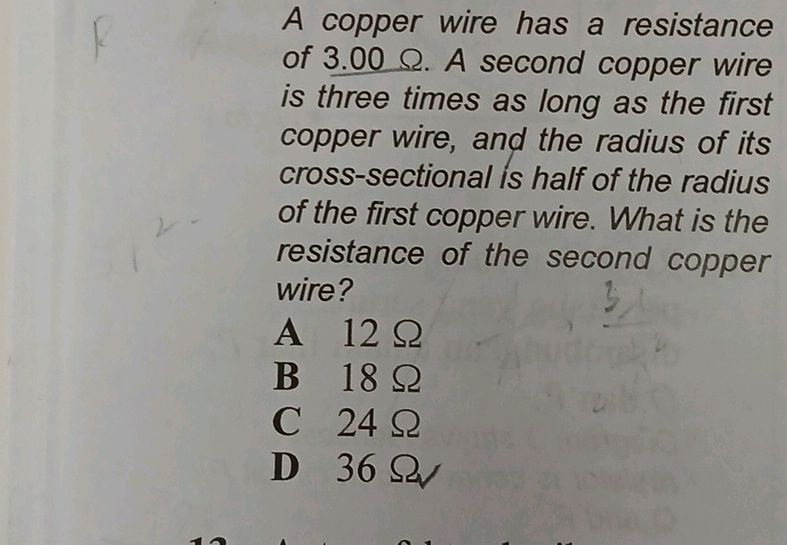 Study Wire A copper wire has a resistance of $3.00 $. | StudyX