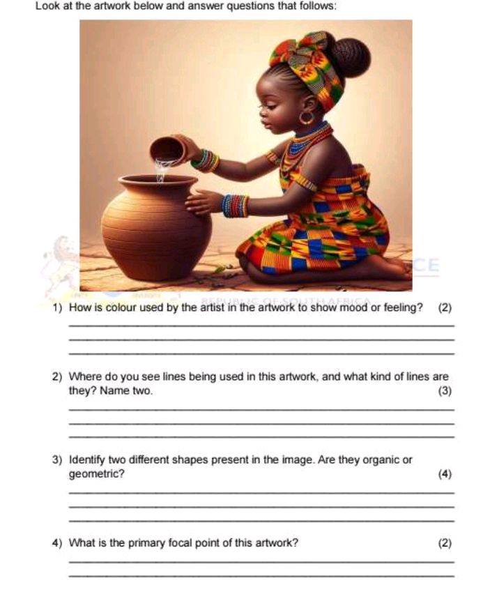 Questions About Colours 1) How is colour used by the artist in the | StudyX