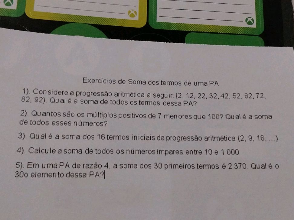 Exercicios de Soma dos termos de uma PA 1). | StudyX