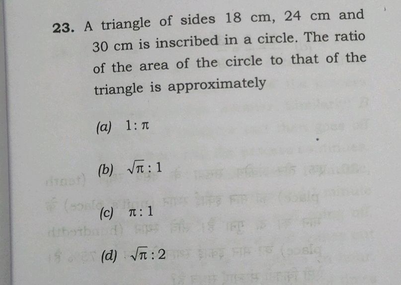 A triangle of sides 18 cm, 24 cm and 30 cm
