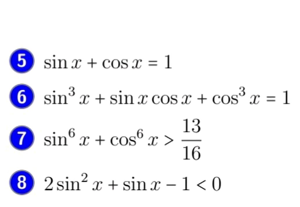 $ x + x = 1$ 6. $ ^3 x + x x + ^3 x = 1$ 7.