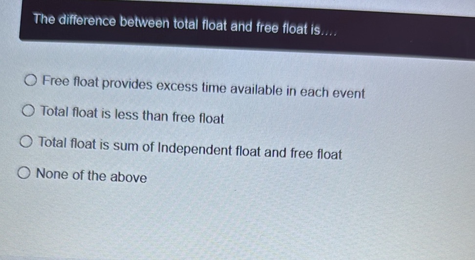 The difference between total float and free | StudyX