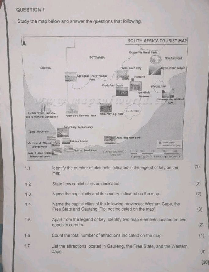 QUESTION 1 Study the map below and answer | StudyX