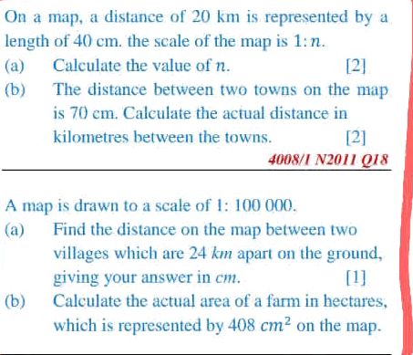 On a map, a distance of 20 km is represented | StudyX