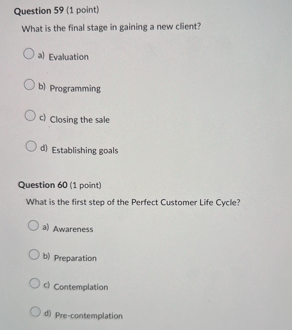 Question 59 (1 point) What is the final