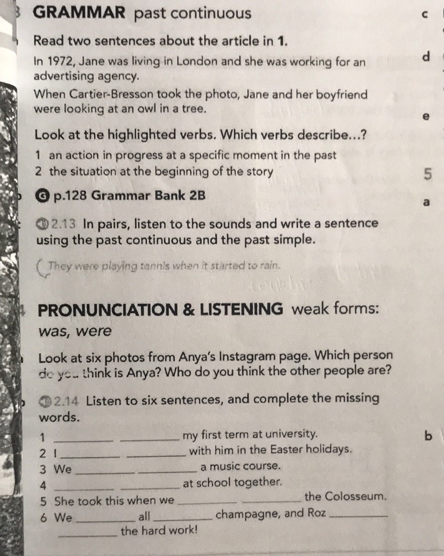 3 GRAMMAR past continuous Read two sentences | StudyX