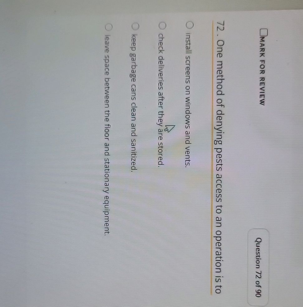 Mmark MMARK FOR REVIEW Question 72 of 90 72. One | StudyX