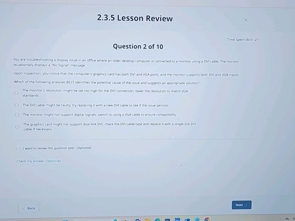 2.3.5 Lesson Review Time Spent 00:01:27
