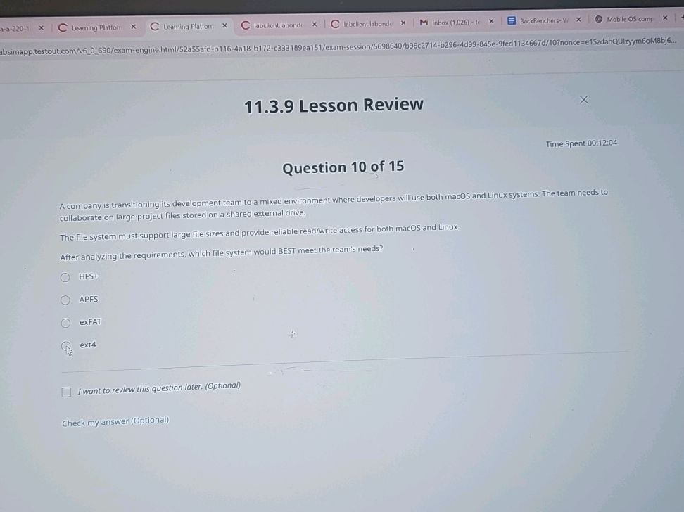 11.3.9 Lesson Review Time Spent 00:12:04