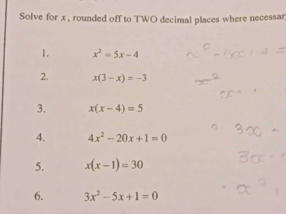 Solve for x, rounded off to TWO decimal