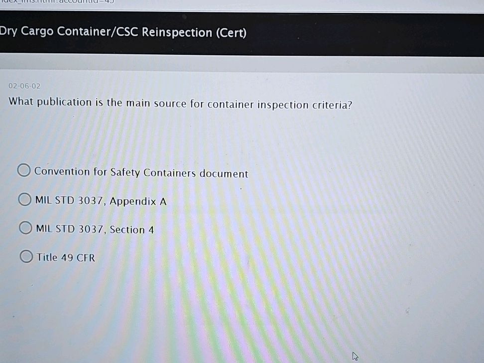 Dry Cargo Container/CSC Reinspection (Cert)