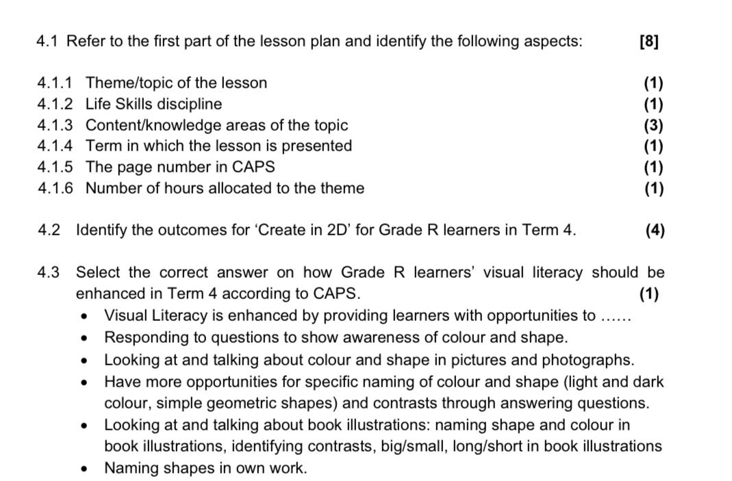 Refer Lesson Notes 4.1 Refer to the first part of the lesson