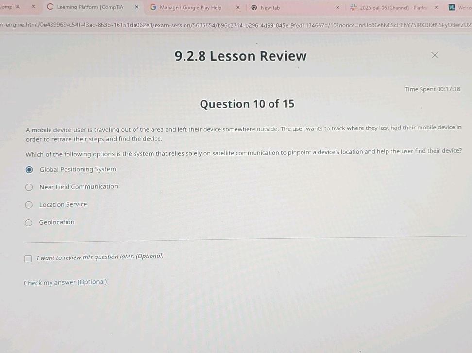 9.2.8 Lesson Review Time Spent 00:17:18