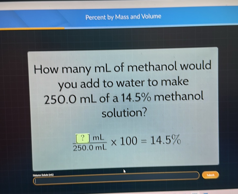 Percent by Mass and Volume How many mL of